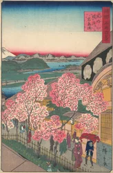 Indgang til Gankiro Tea House i Miyozaki District, Yokohama, Bushu, 3. måned, 1859.