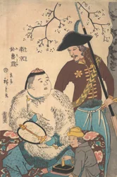 Russere og en kineser, der indskriver en fan, 12. måned, 1860.