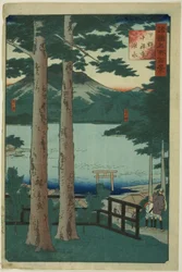 Søen ved Chuzenji i Shimotsuke-provinsen (Shimotsuke Chuzenji kosui), fra serien "One Hundred Famous Views in the Various Provinces (Shokoku meisho hyakkei)"