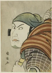 Skuespilleren Kataoka Nizaemon Vll som Iyo no Taro i stykket "Seiwa Nidai Oyose Genji," optrådte på Miyako Theatre i den ellevte måned, 1796