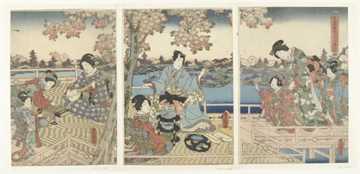 En forårsbanket for den østlige Genji Azuma Genji hana no yuen (titel på objekt)