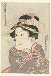 Iwai Hanshiro V som Yaoya Oshichi Yaoya Oshichi (titel på objekt) Fra meget succesrige skuespil (serietitel) Oatari kyogen no uchi (serietitel på objekt)