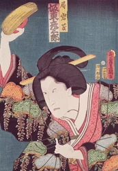 Skuespilleren Bando Hikosaburo, pub. ca. 1850, (træblok i farver)