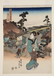 Udsigt over Kuwana (Kuwana no zu) (træblok i farver)