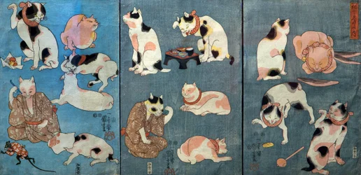 Ordsprog illustreret af katte (Tatoe zukushi no uchi), ca. 1852