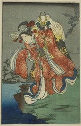 Shizuka Gozen, sektion af et ark fra serien "A Harimaze Mirror of Joruri Plays"