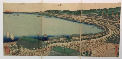 Daimyos processioner, der passerer langs Tokaido
