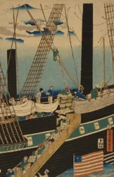 Vestlige handlende læsser last i Yokohama, 1861