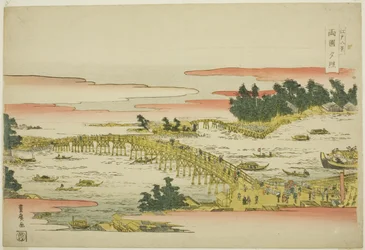 Eve people go Gow at Rokoku B Ridge (Rokoku Sekisho), fra serien ``English ght views of Edo (eight views of Edo)