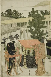 Nytårspilgrimsrejse til Myohoji-templet i Horinouchi (Horinouchi Myohoji eho mairi no zu)