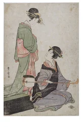 To Bijin, den ene med Samisen, Edo-perioden