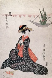 Blomster af fire årstider, af Utagawa Toyokuni (1769-1825), træsnit i ukiyo-e-stil, Japan, japansk civilisation
