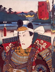 Portræt af Kabuki teaterskuespiller, ukiyo-e af Utagawa Toyokuni (1769-1825), træsnit, japansk civilisation, Edo-perioden (1603-1868)