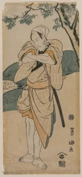 Skuespilleren Ichikawa Danjuro som samurai