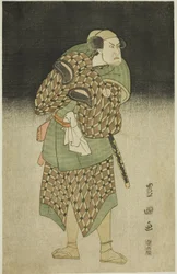 Skuespilleren Kataoka Nizaemon VII som Iyo no Taro forklædt som Bantaro i stykket "Seiwa Nidai Oyose Genji", optrådte på Miyako Theatre i den ellevte måned,