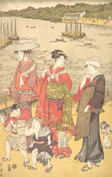 Kvinder ved Takanawa Beach, ca. 1790
