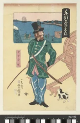 Russisk officer i Takanawa Beroemde plaatsen i Tokyo (serietitel) Tokyo meisho Takanawa, Woroshiya (titel på objekt)