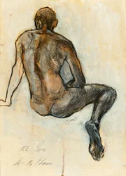 Studie af siddende mandlig figur