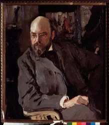 Portræt af kunstneren Ilya (Ilia) Ostroukhov (1858-1939). Maleri af Valentin Alexandrovich Serov (1865-1911), olie på lærred