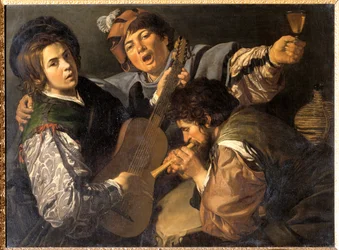 Tre mænd laver musik, ca. 1616 (olie på lærred)