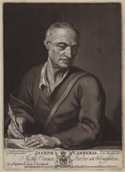 Joseph Carreras, digter og kapellan til Catherine af Braganza (mezzotint)