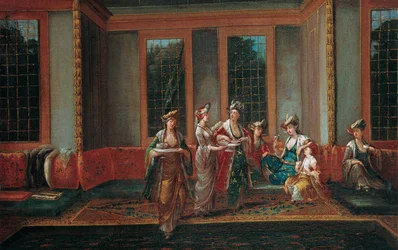 Kvinder drikker kaffe, 1720