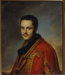 Portræt af Nikolay Nilayevich Raevsky den yngre (1801-1843). (Portræt af N.N. Raevsky den yngre). Maleri af Vasili Andreyevich Tropinin (Vassili Tropinine) (1776-1857), olie på lærred