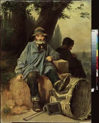 Loppemarkeder i Paris (Frankrig). Maleri af Vasily (Vasily) Grigoryevich Perov (1834-1882), olie på lærred