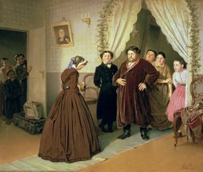 Guvernantens ankomst til købmandens hus, 1866