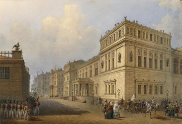 Udsigt over den nye eremitage gennem Millionnaya Street, 1851