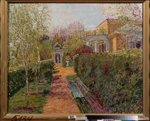 En tepavillon - Maleri af Vasili Vasilyevich Perepletchikov (1863-1918), olie på lærred