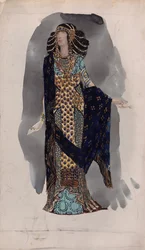 Kostumedesign fra serien orientalske dansere, 1900-tallet