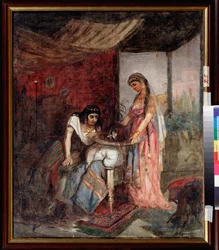 Salome (Den unge kvinde bringer Johannes Døberens hoved til sin mor Herodiade på en bakke) - Maleri af Vasilli Ivanovich Sourikov (Vasily Surikov eller Vassili Surikow) (1848-1916), olie på lærred