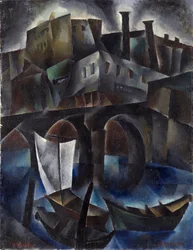Udsigt over Tiflis (eller Tbilisi, Georgien) - Udsigt over Tiflis-maleri af Vera Rockline (Rokhlina) (1896-1934) Olie på lærred 1919-1920 Dim 97,5x75,5 cm Privat samling