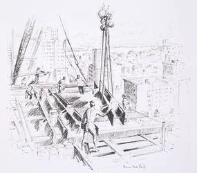 Bevægelige bjælker på 25. etage i Empire State Building, udgivet af William Edwin Rudge