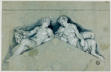 Overdør med allegorisk mandsfigur