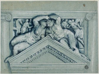 Overdør med Satyr og Satyrinde
