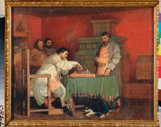 Scene fra en russisk tsars liv (Skakspil) - Scene fra den russiske zars liv (skakspil) - Maleri af Vyacheslav Grigorievich Schwarz (1838-1869), olie på lærred