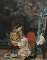 En model i kunstnerens atelier