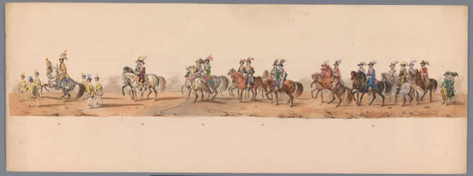 Historisk procession ved det andet århundrede for Utrecht University of Applied Sciences, 1836 (plade 8) De hollandske hæres anløb til Oostende, 3. juli 1600, dagen efter sejren ved Nieuwpoort; ifølge den udklædte fremstilling givet af H H Student