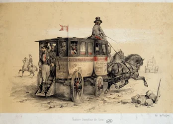 Paris omnibusbil - Litografi af Adam, ca. 1840