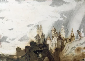 Le Gai Chateau (pen og blæk, vask og wc på papir)