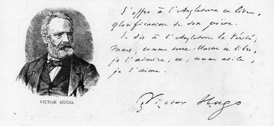 Victor Hugos dedikation til England af sin bog om Shakespeare, ca. 1864