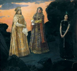 Tre tsarevnaer af underjordiske kongelige. Maleri af Viktor Vasnetsov