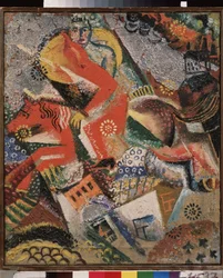 Sammensætning med rød trøje. Maleri af Viktor (Victor) Nikandrovich Palmov (1888-1929), olie på lærred