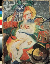 Glæden ved graviditet. Maleri af Viktor (Victor) Nikandrovich Palmov (1888-1929), olie på lærred