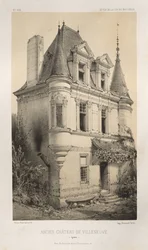 Malerisk arkitektur eller monumenter fra det 15. århundrede. Og XVI. Centuries: Chateaux De France fra det XV og XVI århundreder: Pl. 9, Old Chateau of Villeneuve (Yonne)