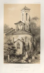 Malerisk arkitektur eller monumenter fra det 15. århundrede. Og XVI. århundreder: Chateaux De France fra det XV og XVI århundreder: Pl.14, St. Maurice-kirken (Vienne)