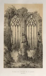 Malerisk arkitektur eller monumenter fra det 15. århundrede. Og XVI. Centuries: Chateaux of France of the XV and XVI Centuries: Pl. 38, ruinerne af St. Aubert-kirken (Haute-Marne)