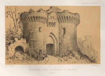 Malerisk arkitektur eller monumenter fra det 15. århundrede. Og XVI. Centuries: Chateaux Of France Of The XV and XVI Centuries: Pl.6, Old Gate Of Chateau De Malmort (Correze)